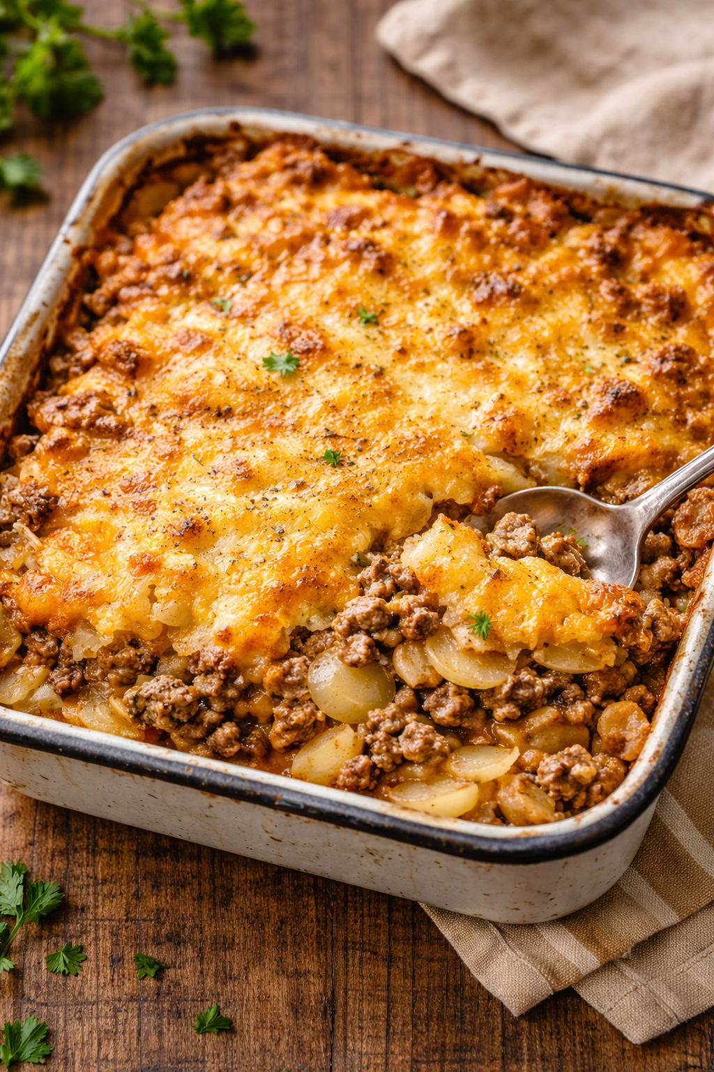 Cheesy Ranch Ground Beef & Potato Casserole